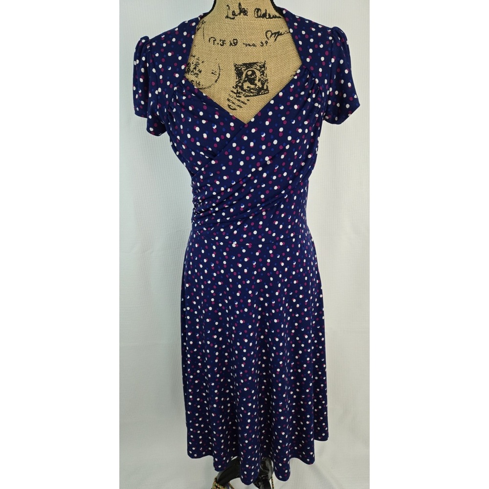 Vintage Leota women's pullover spotted design Stretch fitted dress medium